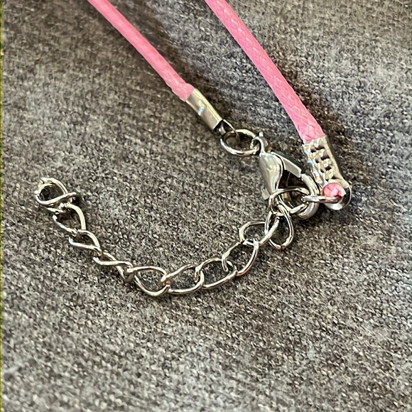 Art Glass Floral Pink Heart Necklace - Picture 4 of 5